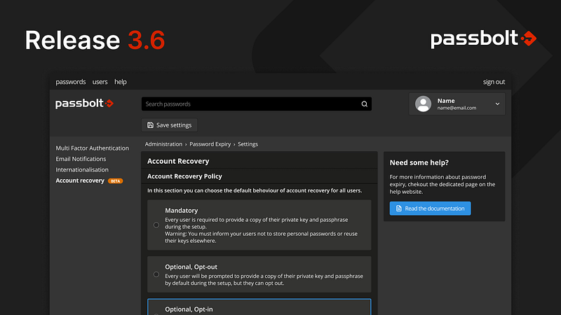 Release 3.6: Account recovery