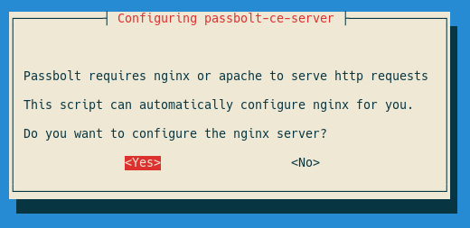 Configure nginx dialog 