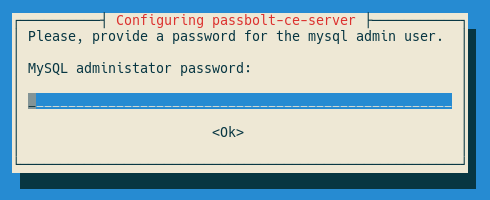 Database admin user pass dialog