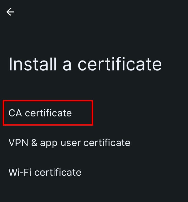 Select CA certificate