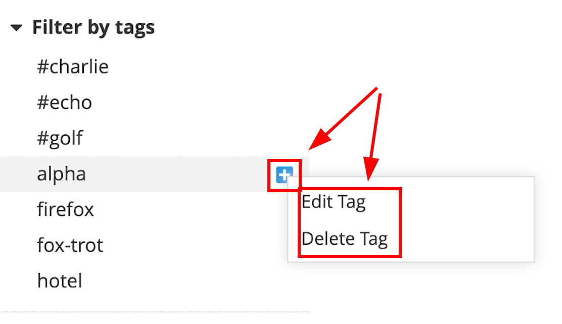 Tags contextual menu