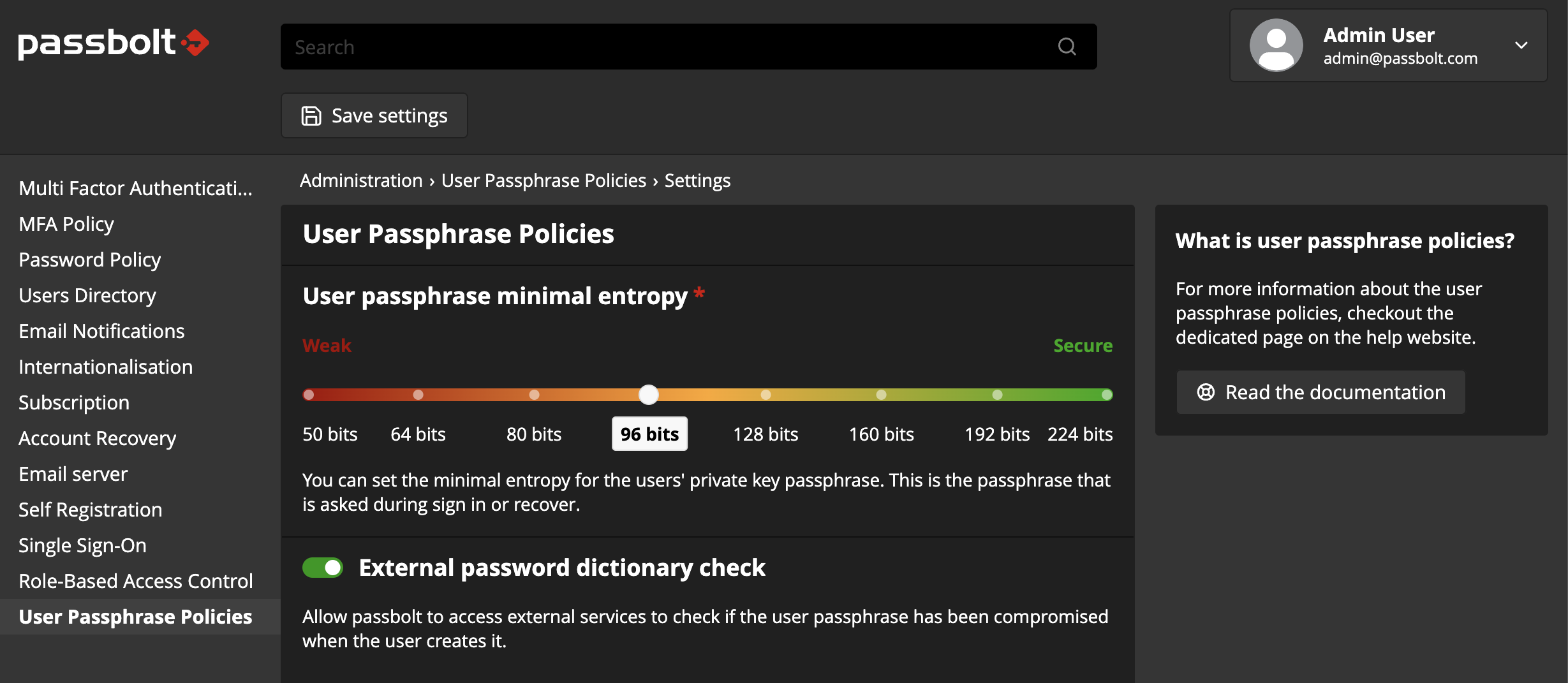 Password Policies administration