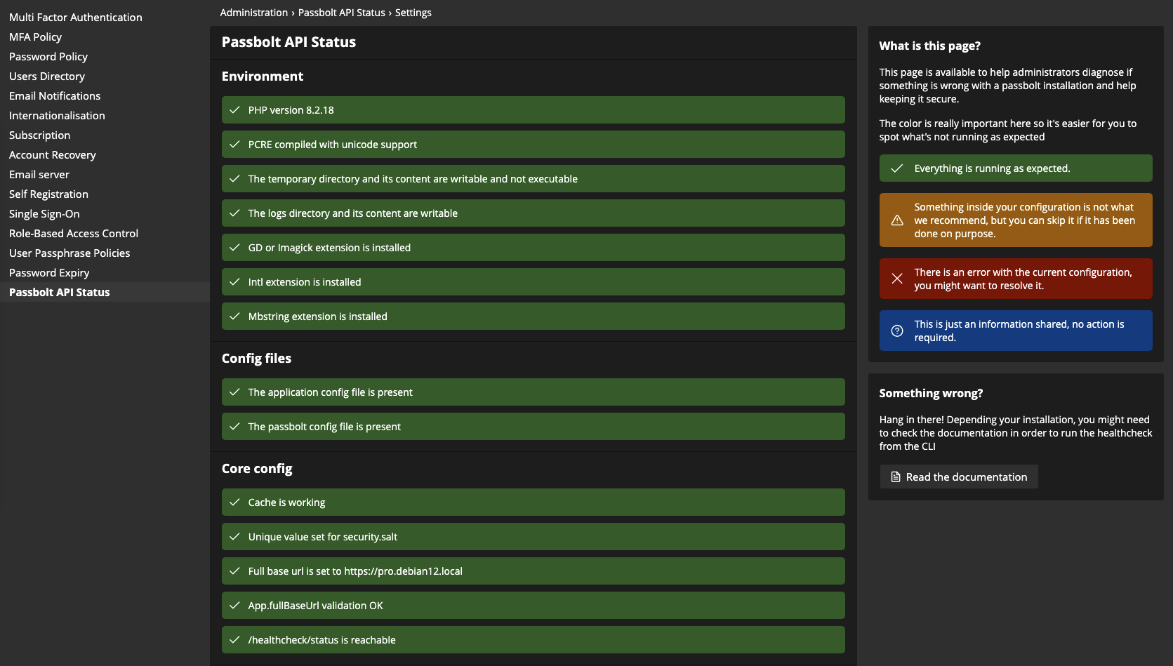 Passbolt API Status