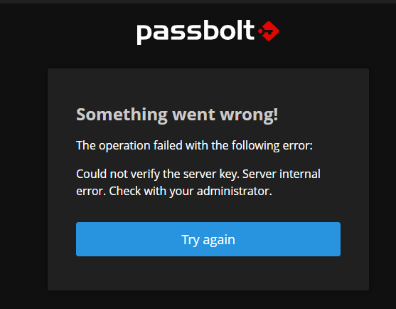 Passbolt Server Internal Error