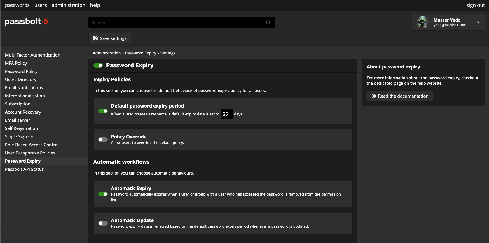 Password Expiry Administration